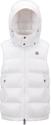 Moncler Detachable Hood Short Puffer Vest Men White I20911A0010068950032 Order Moncler Detachable Hood Short Puffer Vest Men White I20911A0010068950032