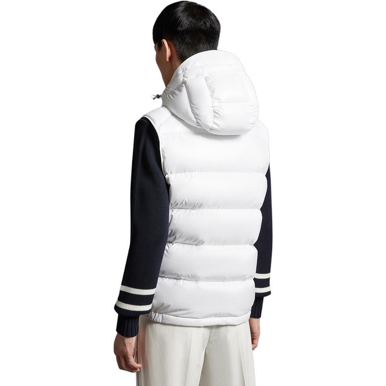 Shop Moncler Vest Puffer Pendek Hood Lepas Pria Putih I20911A0010068950032