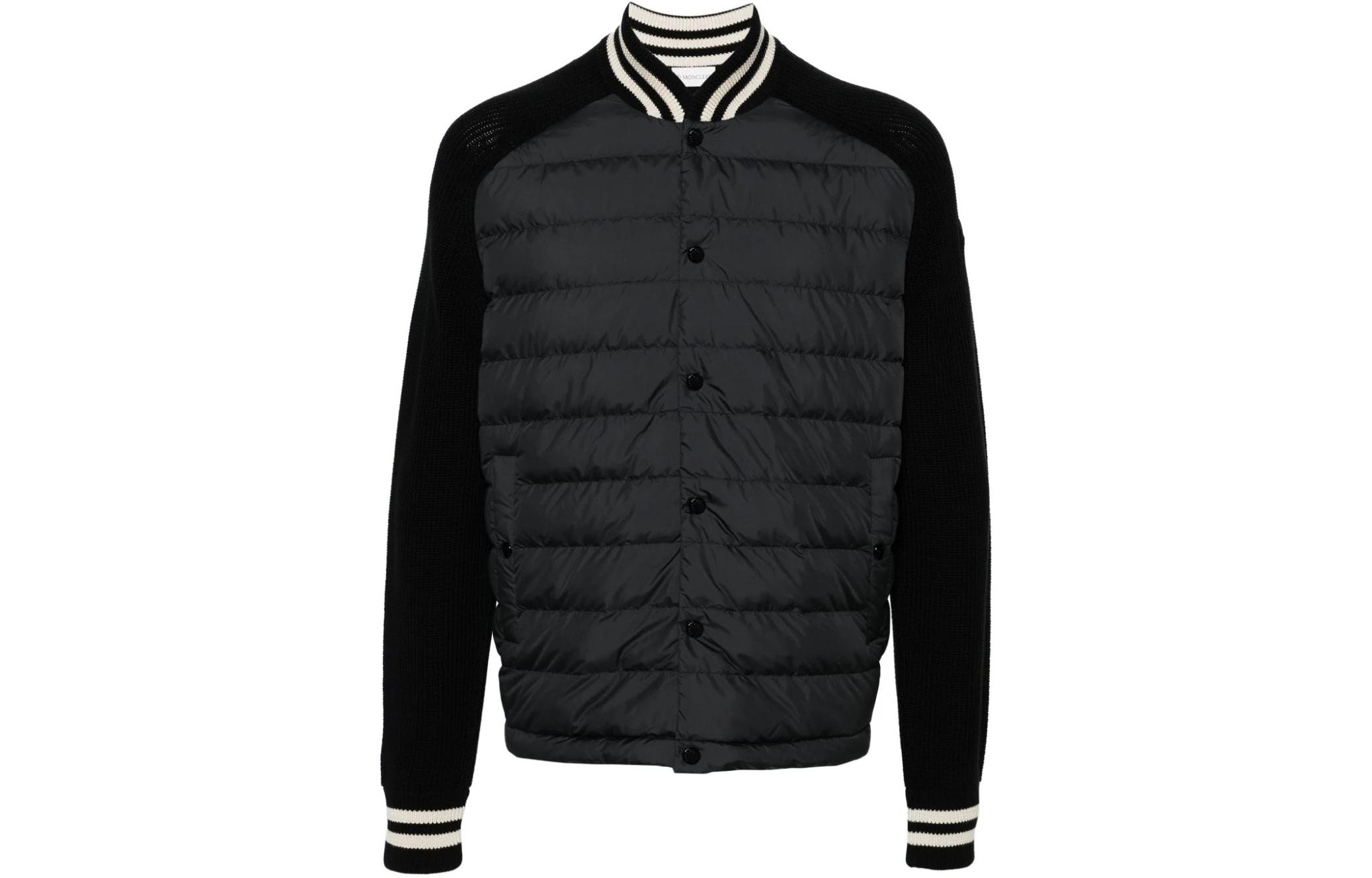 Moncler Down-Filled Patchwork Button Jacket Black J10919B00011M1367999