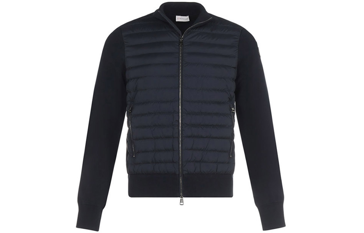 Moncler Down Jacket Cardigan Puffer Coat in Dark Blue. 9B50600V910078