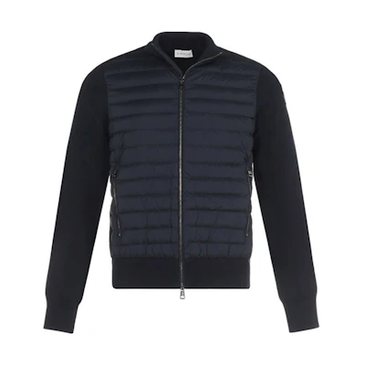 Moncler Down Jacket Cardigan Puffer Coat in Dark Blue. 9B50600V910078
