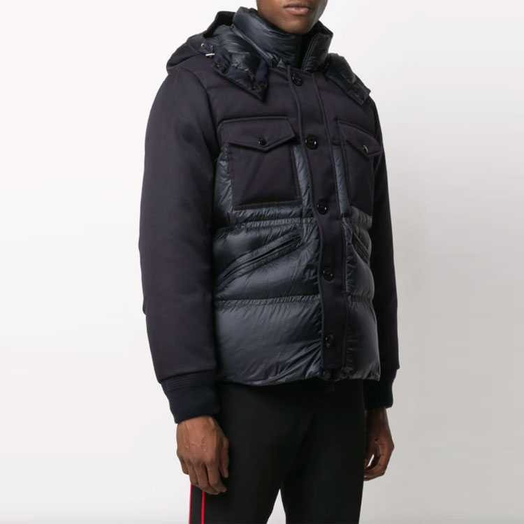 Moncler Down Jacket with Sleeve Logo Patch - Blue Black F20911B5370053048742 圖 5