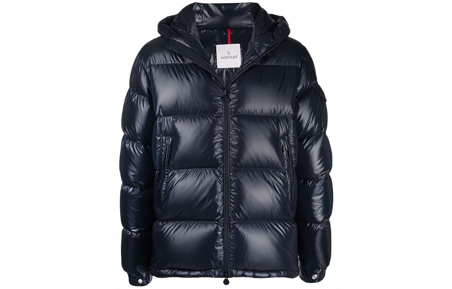 Moncler Ecrins FW21 Unisex Blue Hooded Down Jacket with Zipper G20911A0016868950742