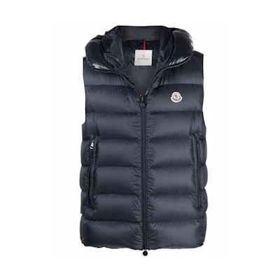 Moncler Egide Series Hooded Sleeveless Down Vest Jacket Navy Blue 1A0001853048742