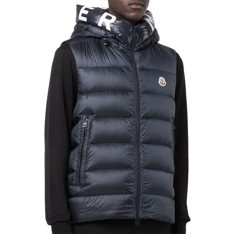 Moncler Egide Series Hooded Sleeveless Down Vest Jacket Navy Blue 1A0001853048742 圖 3