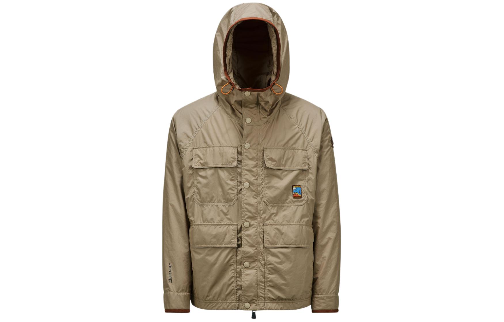 Moncler Embossed Hooded Pocket Jacket Beige Outerwear J10971B0000154A3E226