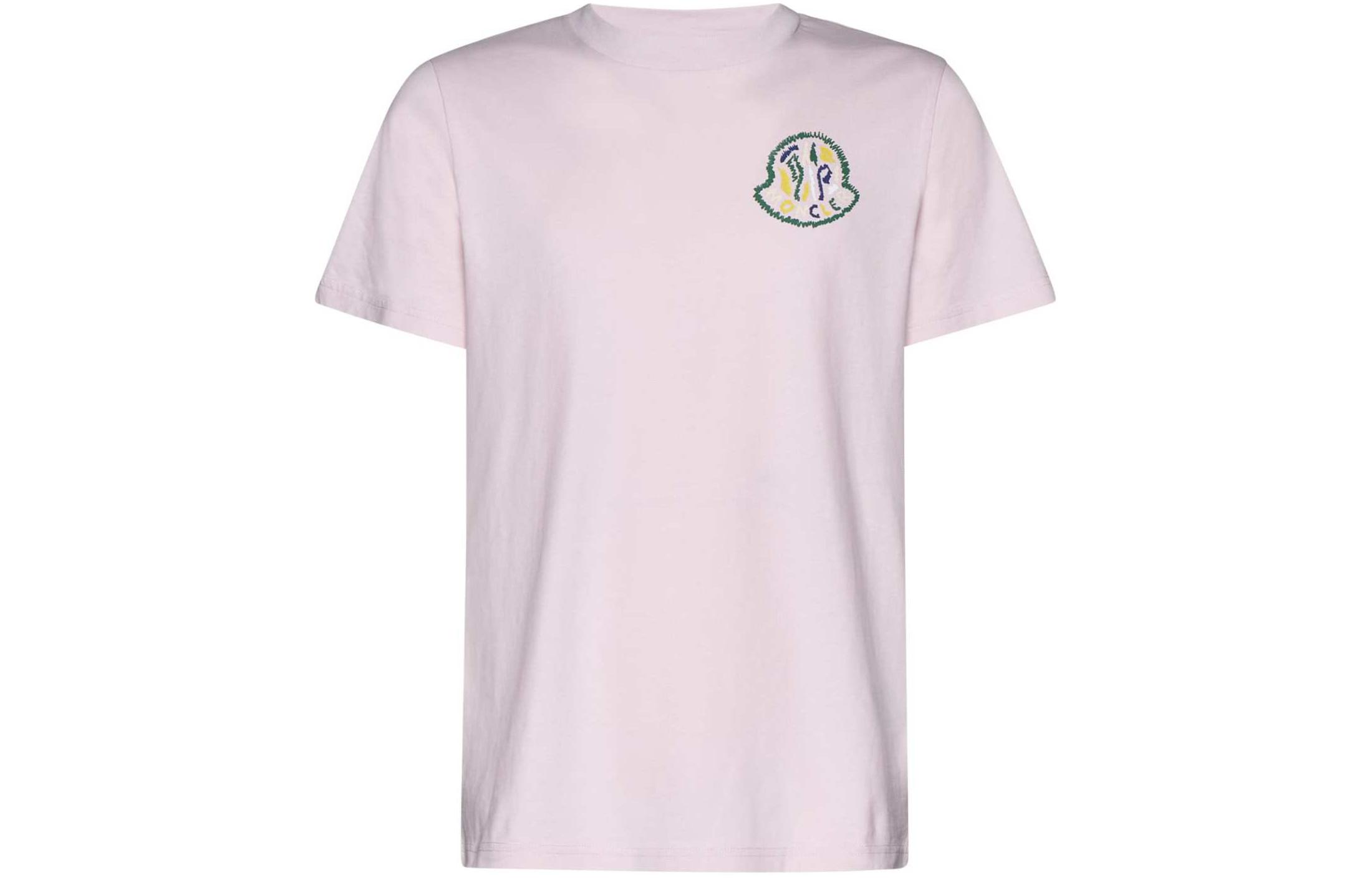 Order Moncler Kaos Crewneck Logo Bordir Warna Pink Muda 8C000178390T506