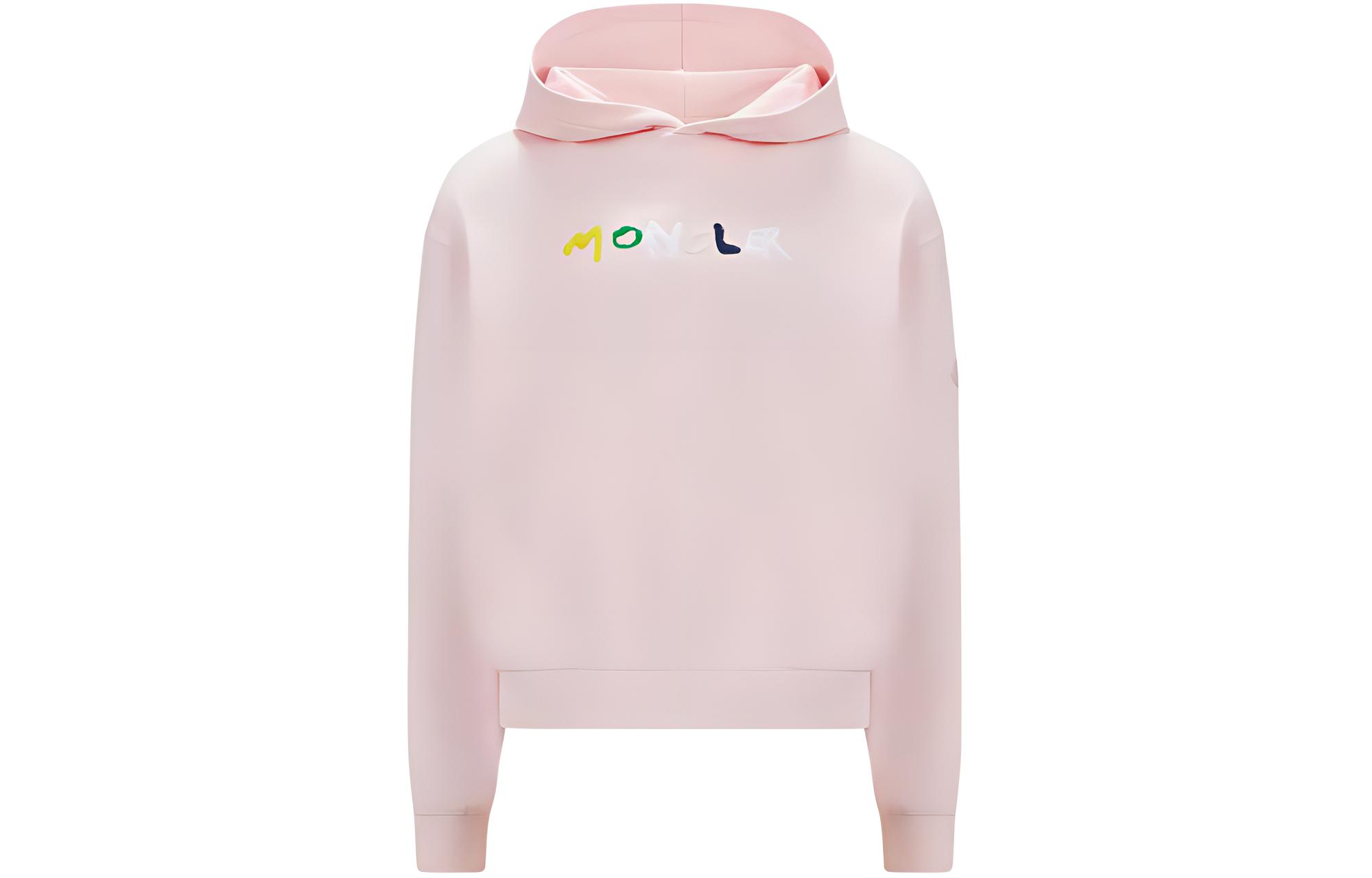 Moncler Embroidered Logo Fleece Hoodie Pink Sweatshirt J10918G00020899V4506