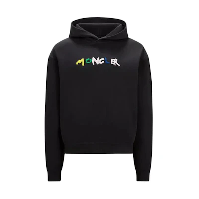 Moncler Embroidered Logo Hoodie Black Long Sleeve Sweatshirt J10918G00020899V4998