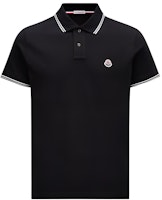 Moncler Embroidered Printed Short Sleeve Polo Shirt Black J10918A0002584556999 Moncler Embroidered Printed Short Sleeve Polo Shirt Black J10918A0002584556999