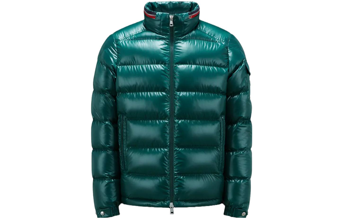 Moncler Emerald Green Zip-Up Hooded Down Jacket I20911A00023595ZJ866