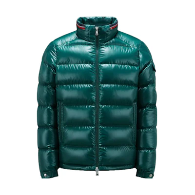 Moncler Emerald Green Zip-Up Hooded Down Jacket I20911A00023595ZJ866