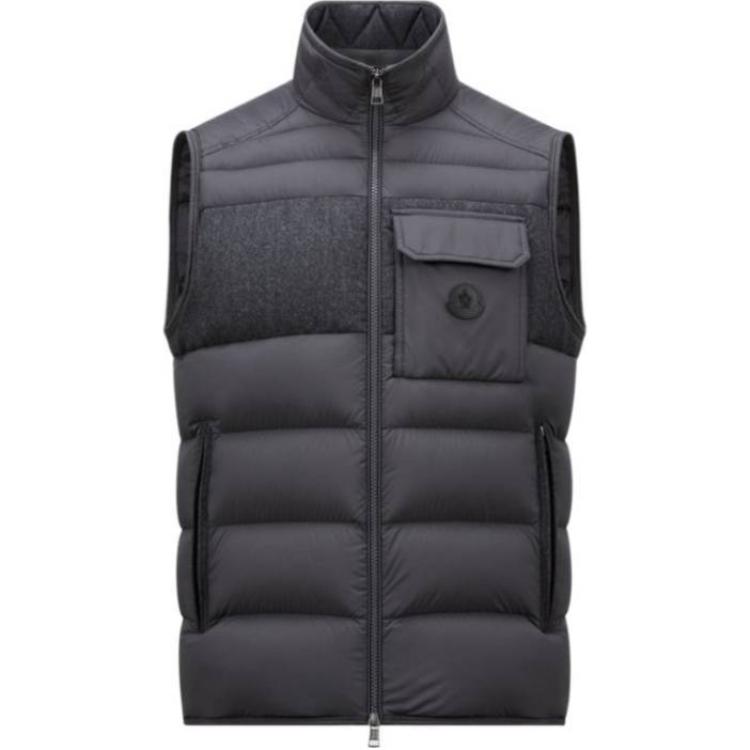 Order Moncler Estagnous Rompi Tanpa Lengan Unisex Warna Abu-Abu dengan Resleting. J20911A00102596K7927