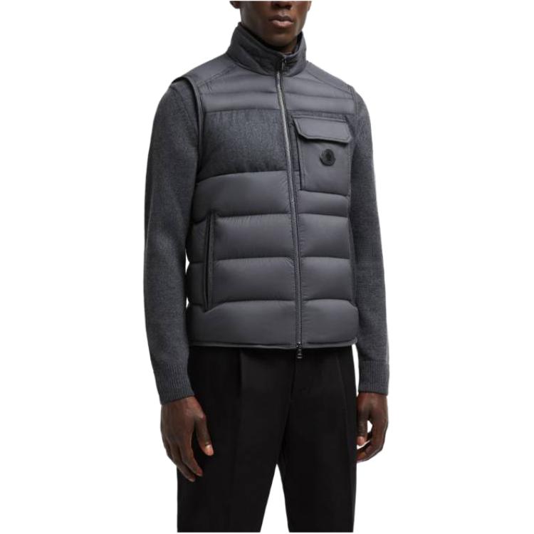 Purchase Moncler Estagnous Rompi Tanpa Lengan Unisex Warna Abu-Abu dengan Resleting. J20911A00102596K7927