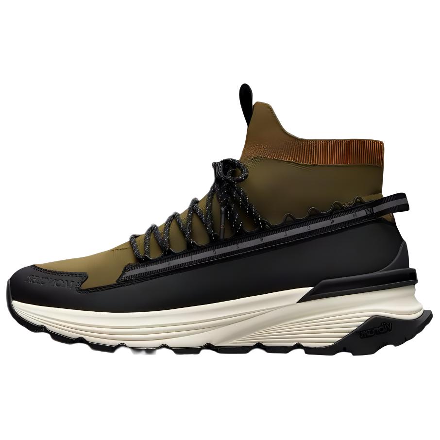 Moncler Fabric Lace-Up Mid-Top Sneakers 'Black Green'