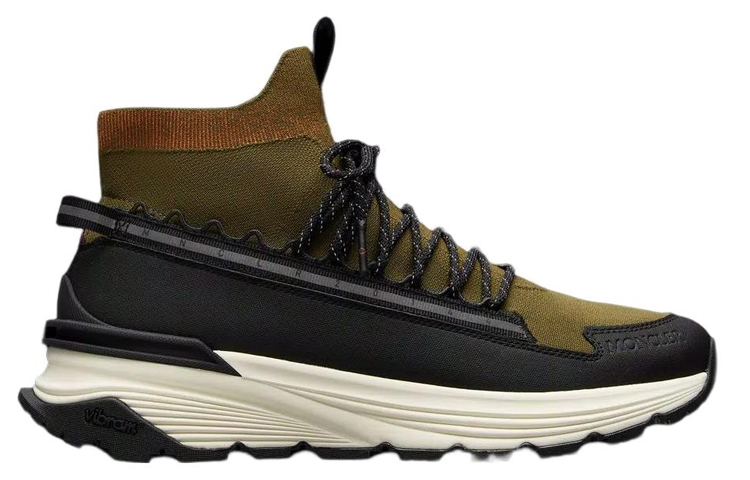 Moncler Fabric Lace-Up Mid-Top Sneakers 'Black Green' 圖 2