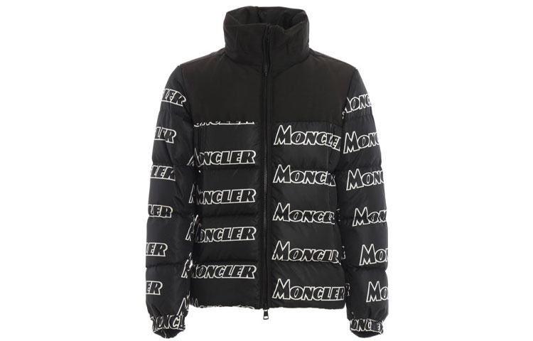 Moncler Faiveley Logo Print Down Jacket Black Winter Short款 E20914132685539NE990