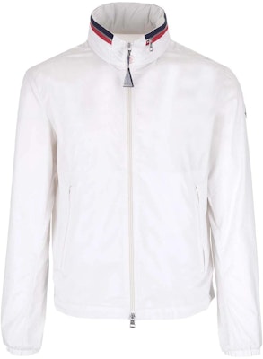 Moncler Farlak Striped Print Stand Collar Zip Jacket White I10911A0016154A81034 Order Moncler Farlak Striped Print Stand Collar Zip Jacket White I10911A0016154A81034