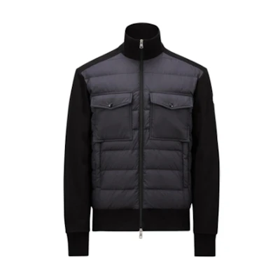 Moncler FELPA Series Black Down Jacket with Zip-Up Collar Unisex. J20918G0003389AHS999