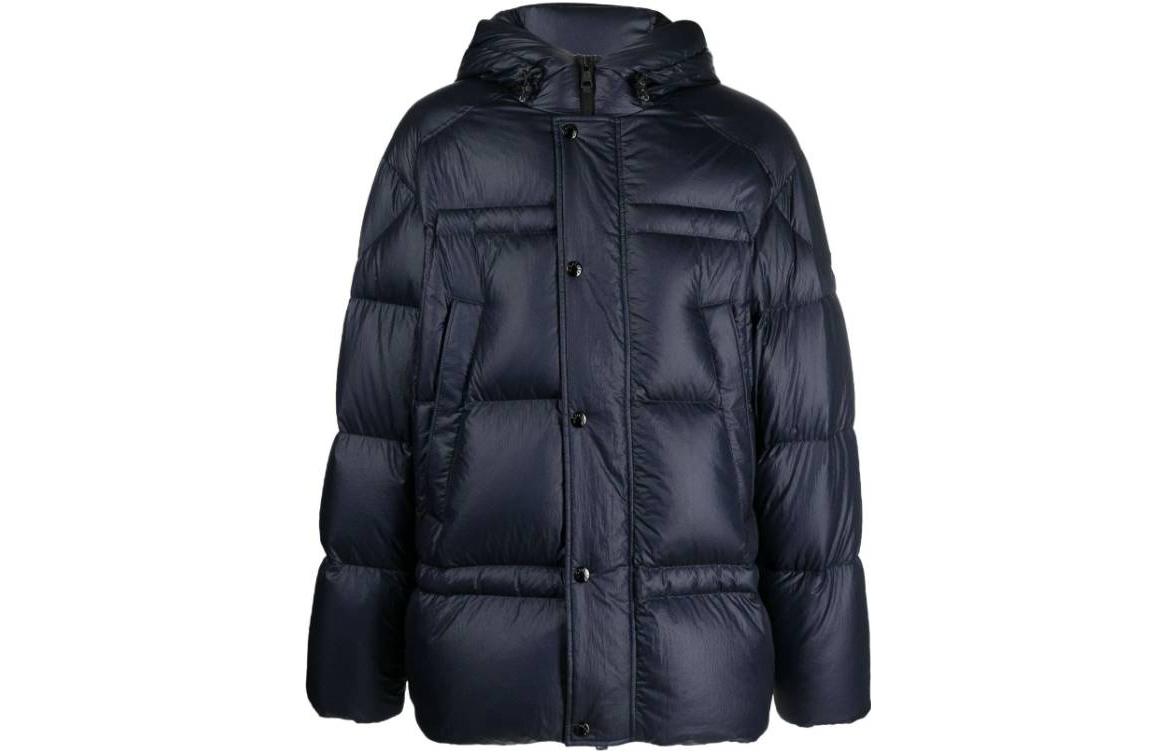 Moncler Fitted Shiny Puffer Jacket with Hood Blue 1A000555970O779