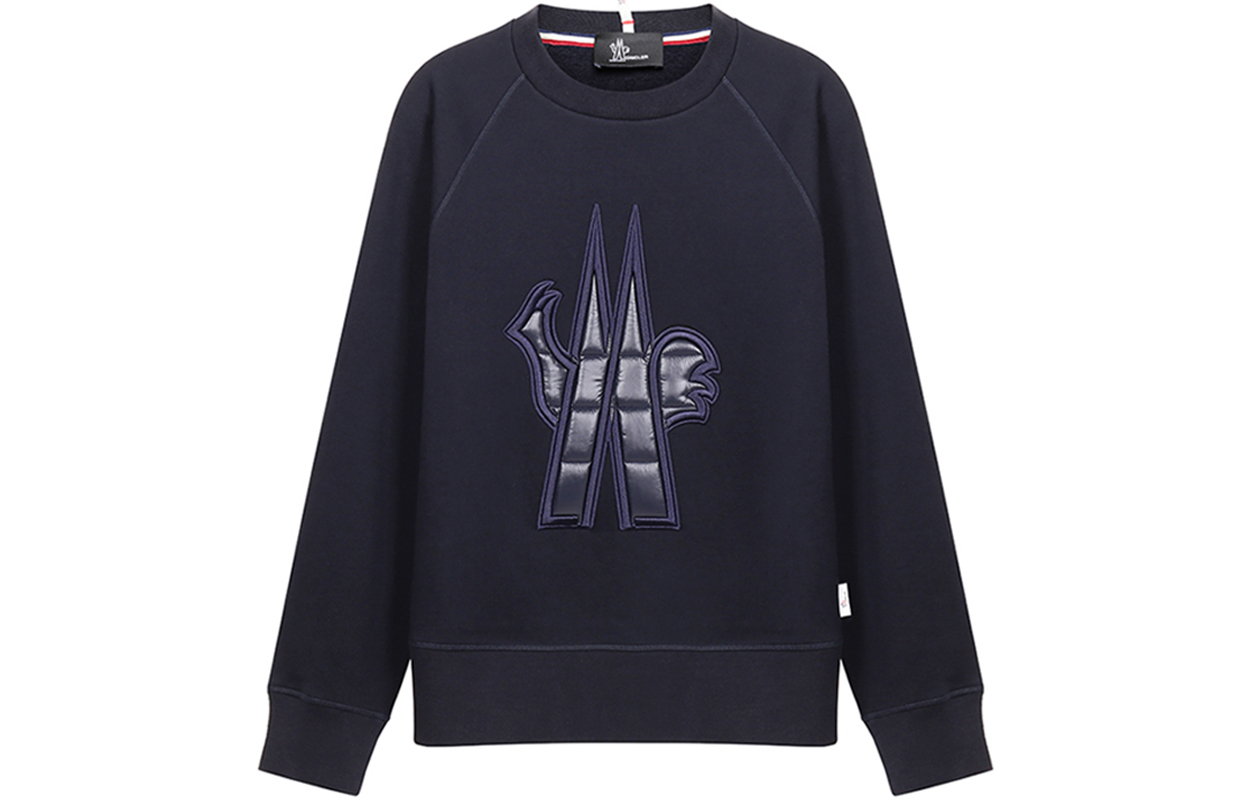 Moncler Fleece-Lined Logo Sweatshirt Winter Navy Blue Style F20978G7080080451740