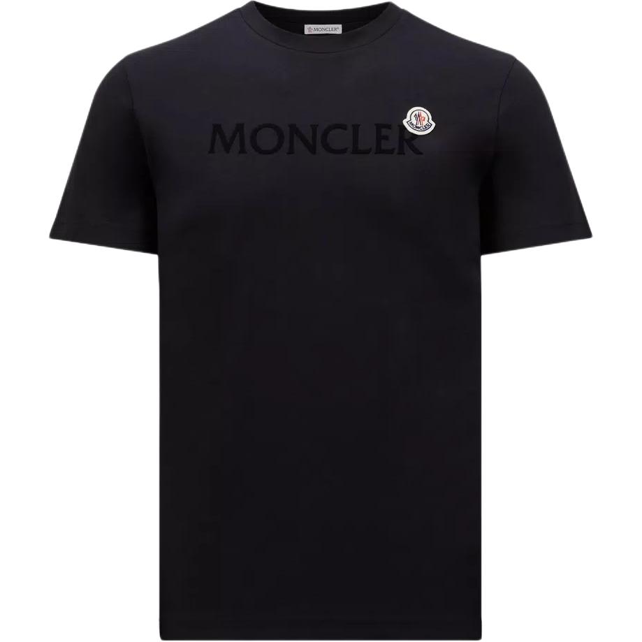 Moncler Flocked Logo Crewneck T-Shirt Blue  Short Sleeve Tee. J20918C000248390T778