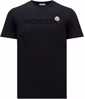 Moncler Flocked Logo Crewneck T-Shirt Blue Short Sleeve Tee. J20918C000248390T778 Moncler Flocked Logo Crewneck T-Shirt Blue Short Sleeve Tee. J20918C000248390T778