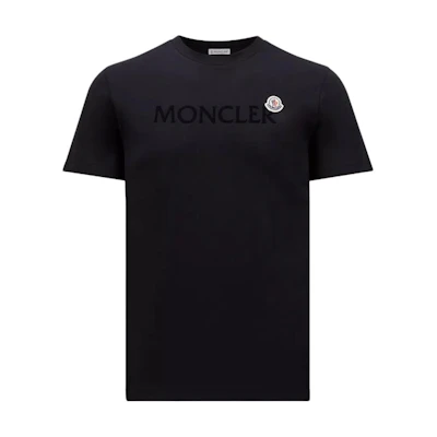 Moncler Flocked Logo Crewneck T-Shirt Blue Short Sleeve Tee. J20918C000248390T778