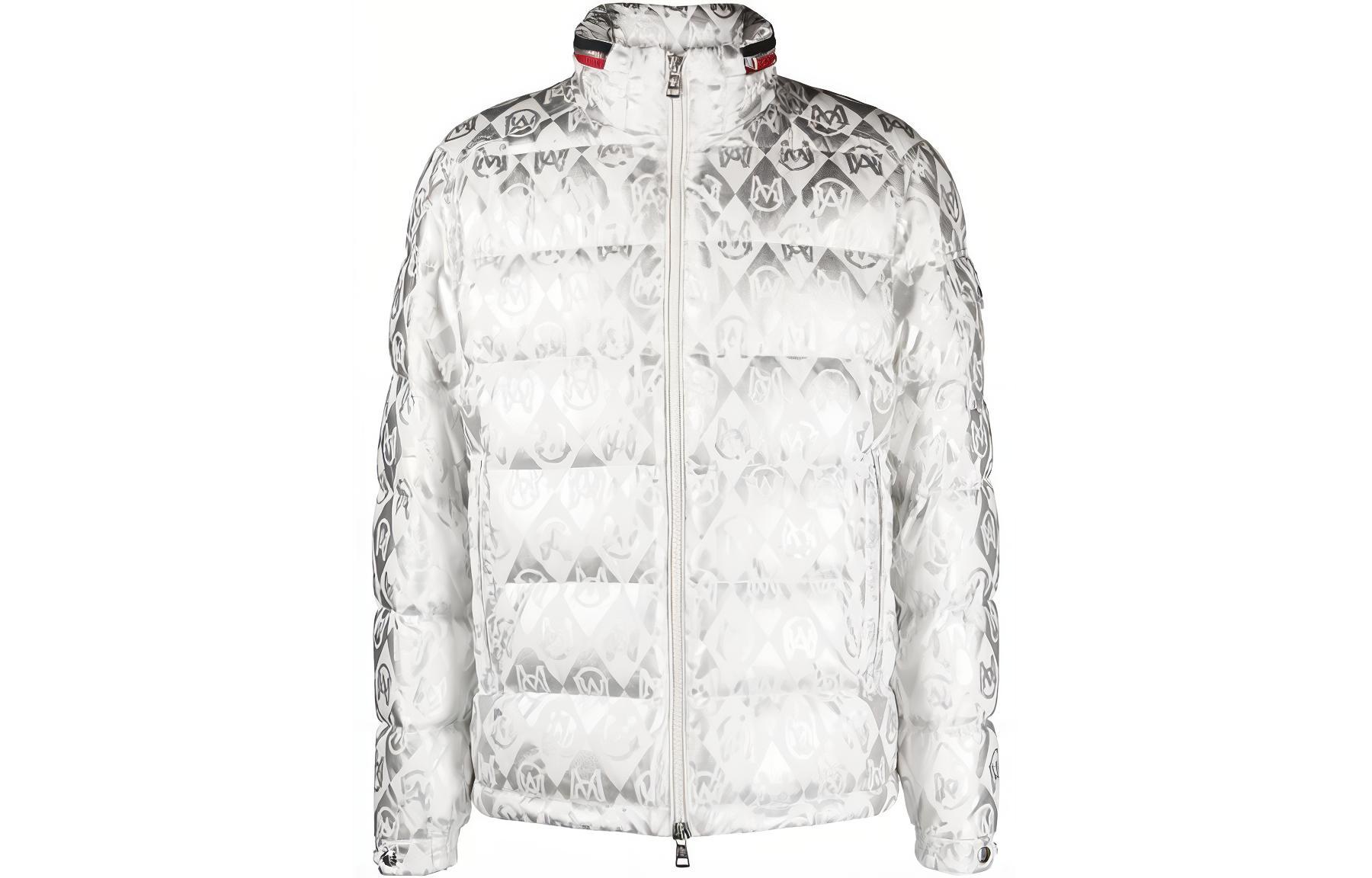 Moncler Full-Zip Logo Print Puffer Jacket White I20911A000235970WS09