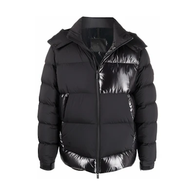 Moncler FW21 Black Detachable Hood Puffer Jacket with Logo Print Back. G20911A0003053132999