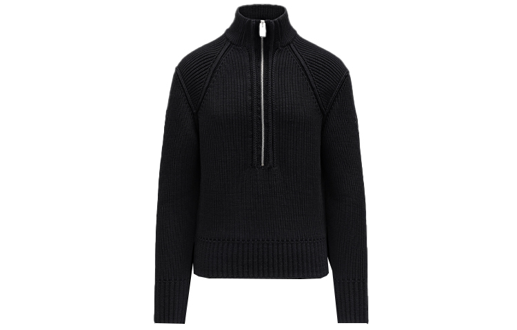 Moncler FW21 Black Fisherman Ribbed Knit Zip Cardigan Sweater Jacket. G209Y9F00002M1334999
