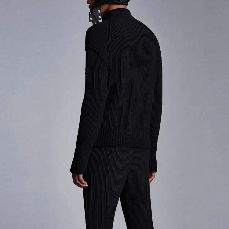 Shop 몽클레어 FW21 블랙 리브 니트 집업 카디건 스웨터 자켓. G209Y9F00002M1334999