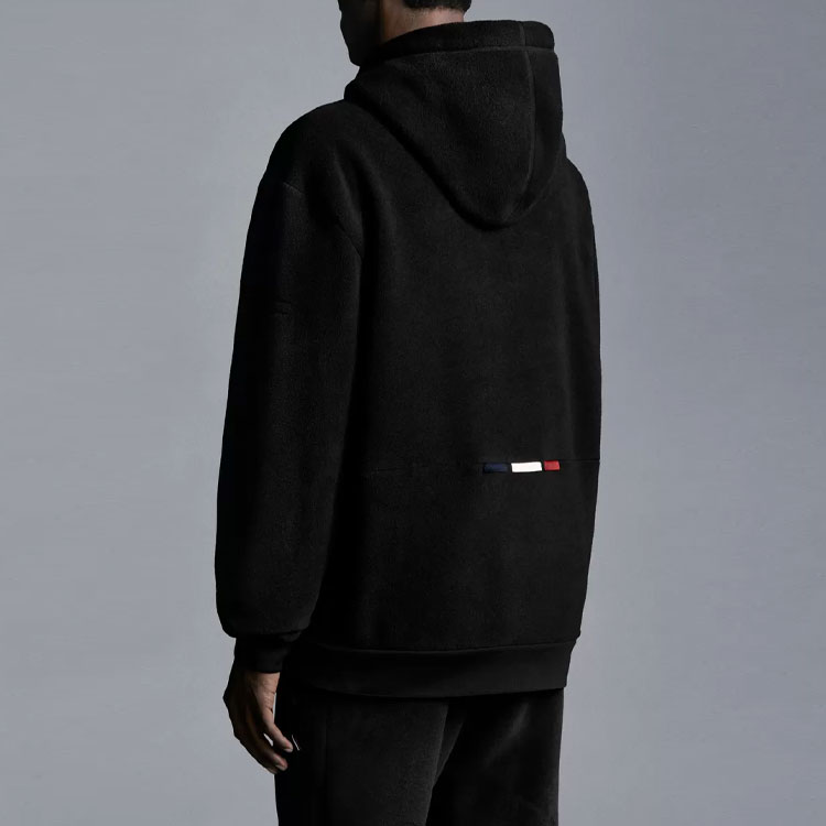 Shop モンクレール FW21 ブラック フリース クルーネック スウェットシャツ. G20918G00039899HM999