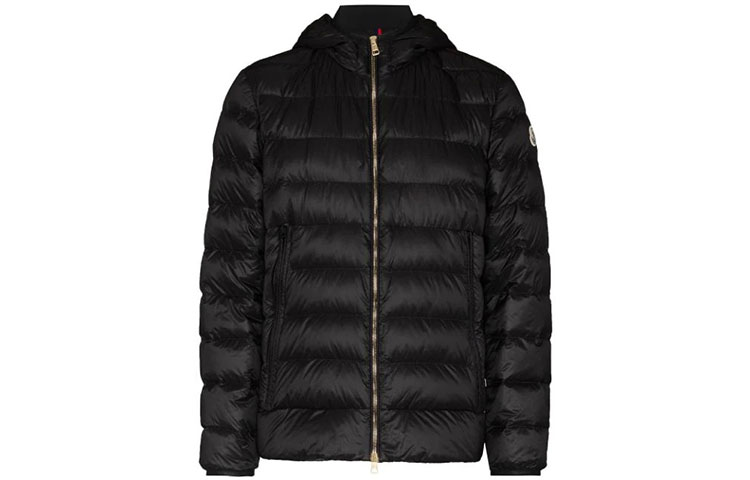 Moncler FW21 Black Logo Hooded Down Jacket. G10911A11300C0452999