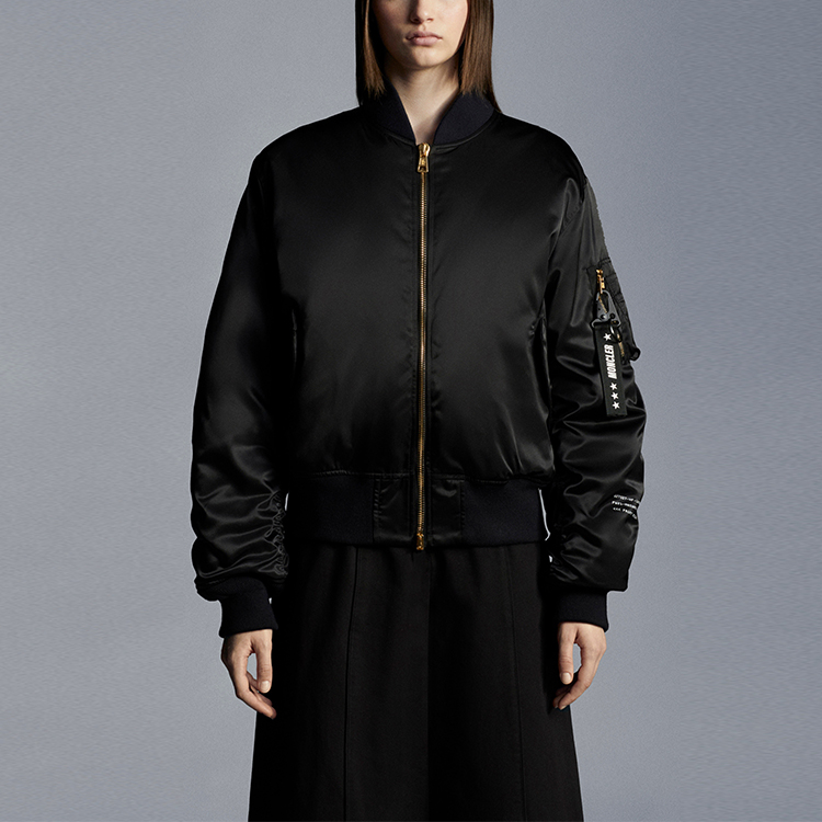 Purchase Moncler FW21 Black Star Knit Collar Zip Bomber Jacket Unisex G209U1A000145399P999