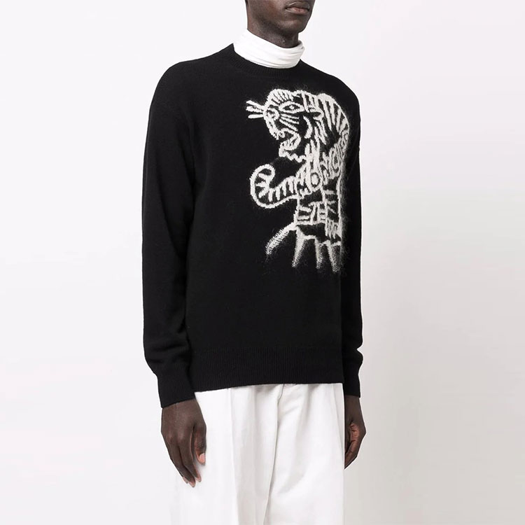 Purchase モンクレール FW21 ブラック タイガー インターシャ ロゴ ウール セーター. G20919C00023M1258