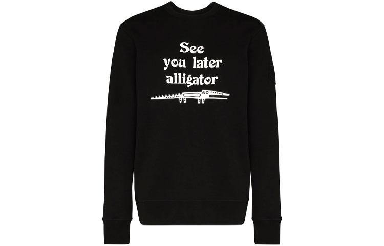 Moncler FW21 Cartoon Crocodile Logo Crewneck Sweatshirt Black () G10928G726108098U999