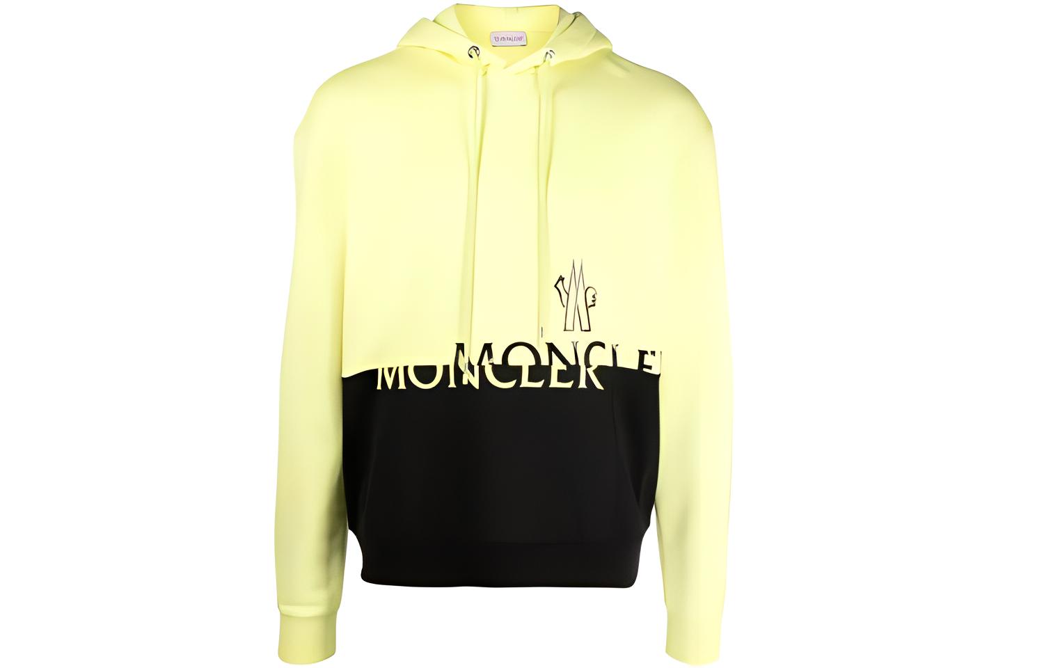 Moncler FW21 Colorblock Hoodie with Front Logo Print Yellow G20918G00040899FL112