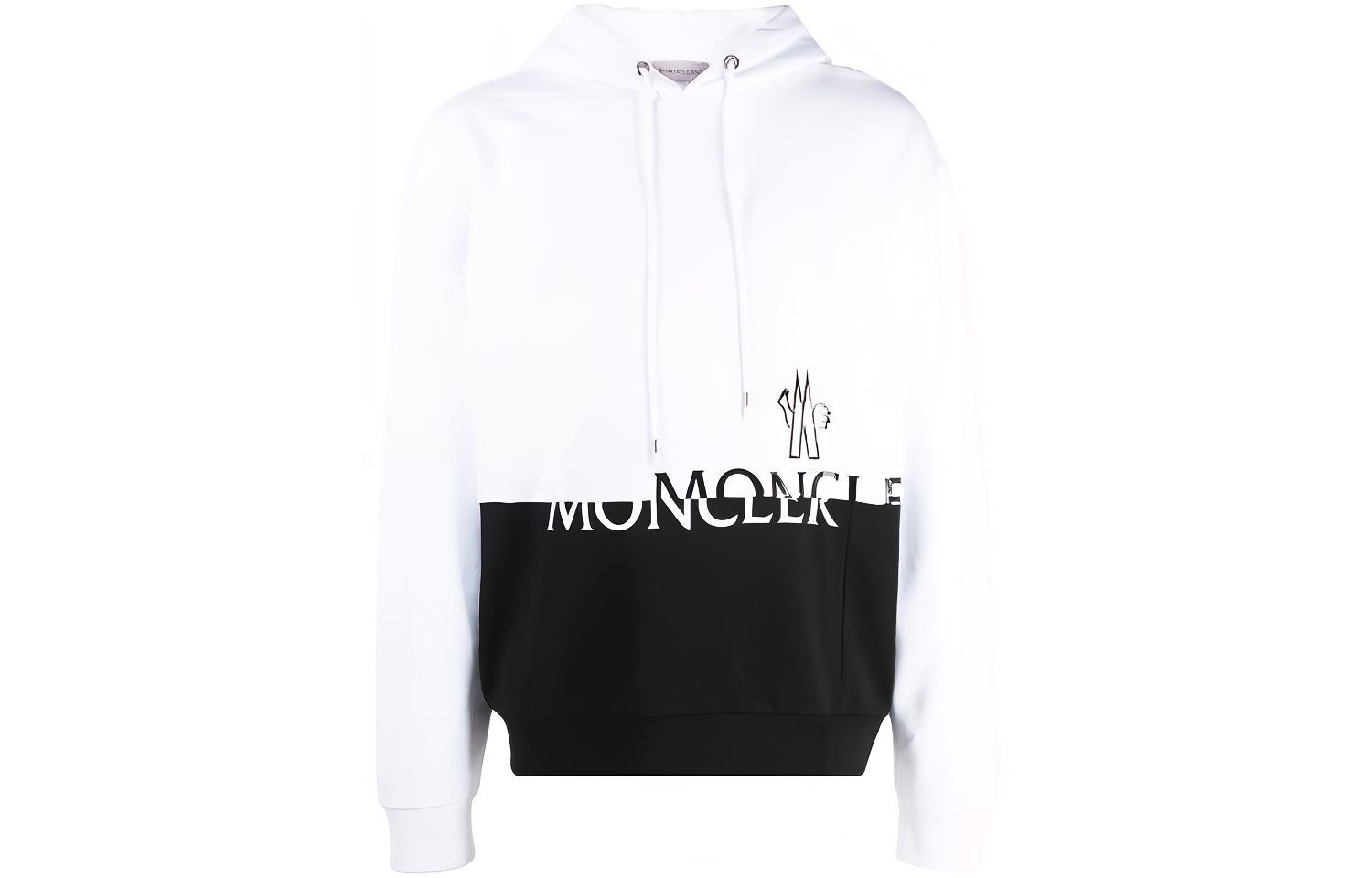 Moncler FW21 Colorblock Logo Print Hoodie White Long Sleeve G20918G00040899FL001