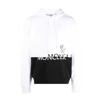 Moncler FW21 Colorblock Logo Print Hoodie White Long Sleeve G20918G00040899FL001