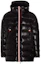 Order Moncler FW21 Courcillon Chaqueta Unisex Negra Acolchada con Capucha y Detalles a Rayas 1A0001968950999