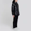 Shop Moncler FW21 Courcillon Chaqueta Unisex Negra Acolchada con Capucha y Detalles a Rayas 1A0001968950999