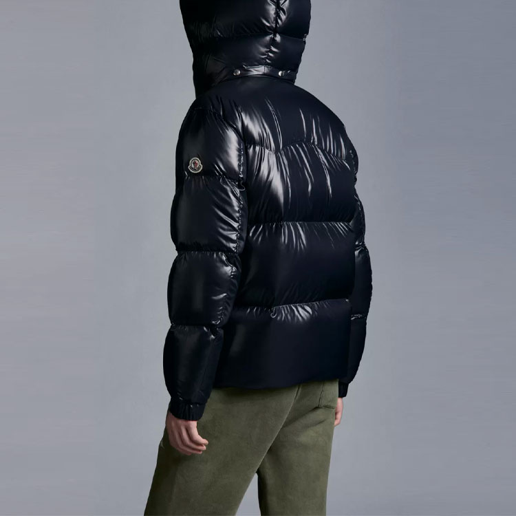 Purchase Moncler FW21 Chaqueta Corta Capucha Plumas Brillante Logo Azul Marino Unisex G20911A0004168950742