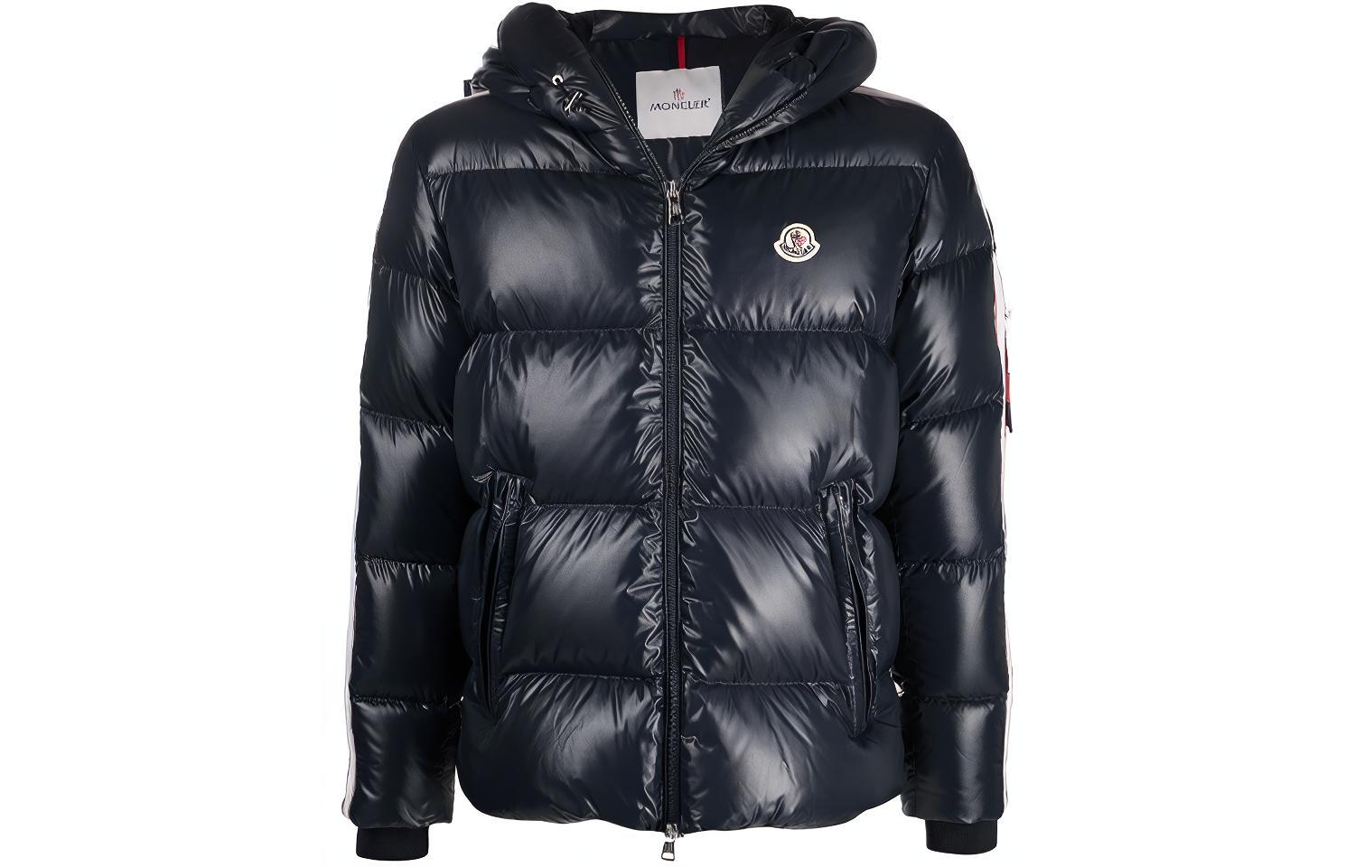 Moncler FW21 Dincer Series Unisex Navy Ski Down Jacket with Quilted Stripe Detail. G20911A0009068950742