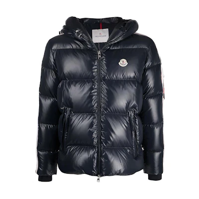 Moncler FW21 Dincer Series Unisex Navy Ski Down Jacket with Quilted Stripe Detail. G20911A0009068950742