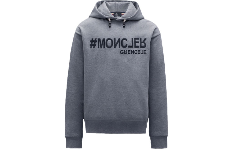 Moncler FW21 Embossed Logo Pullover Hoodie Grey G20978G0000880451983