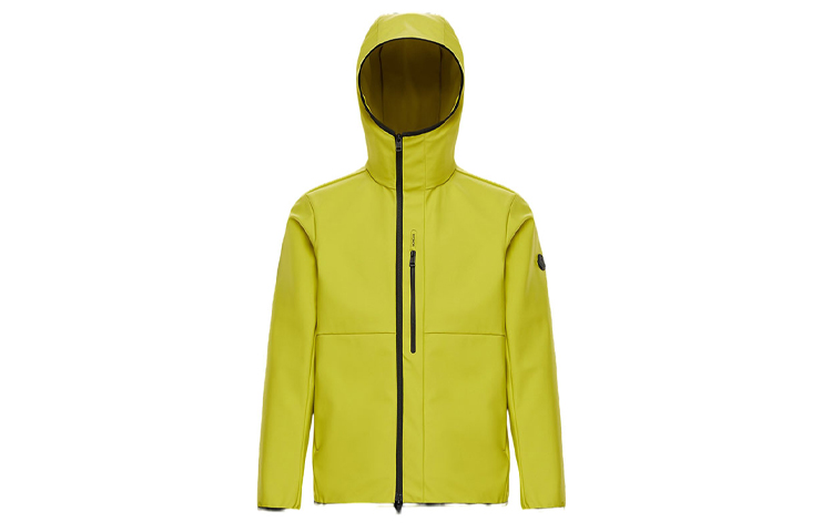 Moncler FW21 Fluorescent Yellow Logo Hooded Windbreaker Jacket 0911B7340053A6L14B