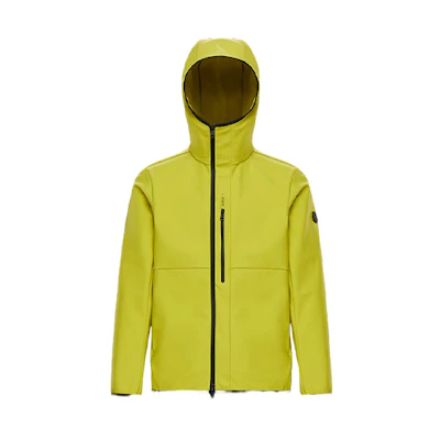 Moncler FW21 Fluorescent Yellow Logo Hooded Windbreaker Jacket 0911B7340053A6L14B