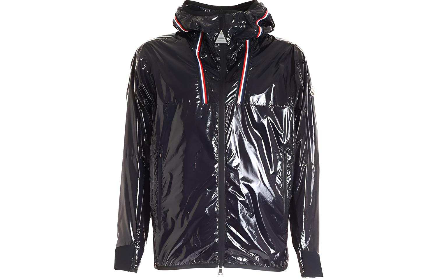 Moncler FW21 Glossy Drawstring Hooded Windbreaker Jacket Black 1B7470053A5T778