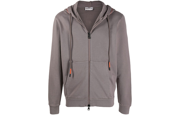 Moncler FW21 Gray Zip-Up Sweatshirt with Back Logo F20918G755108098U909